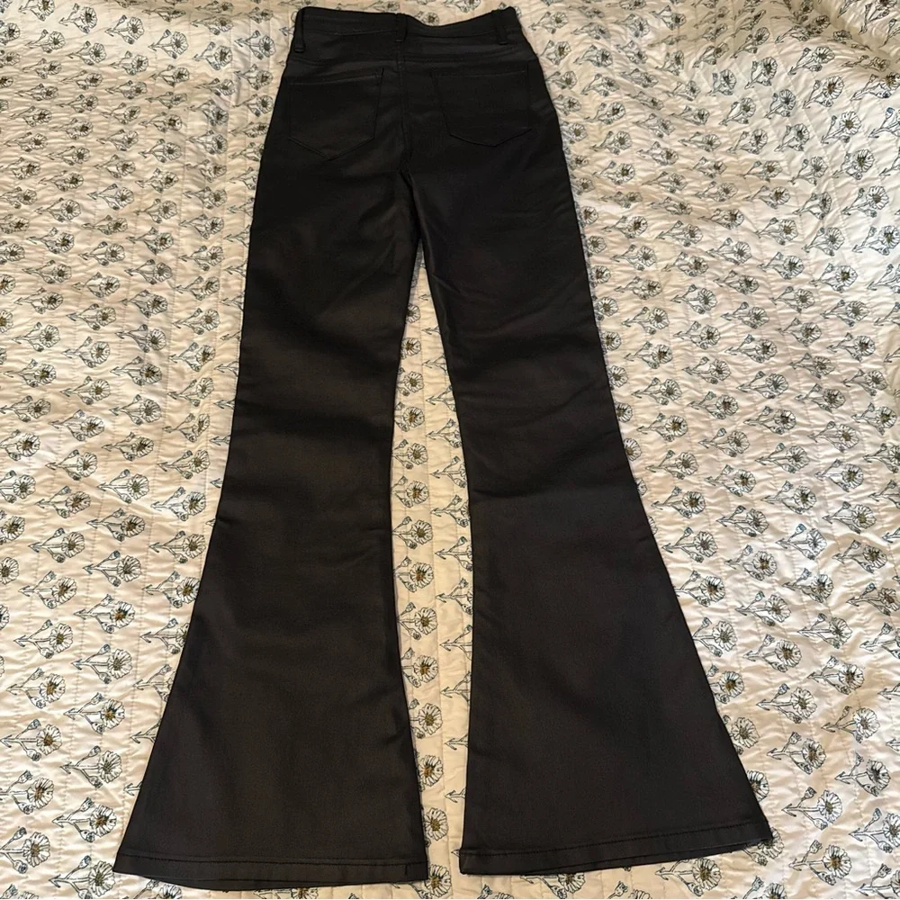 Edikted Black Leather High Waist Flare Pants - Picture 11 of 14
